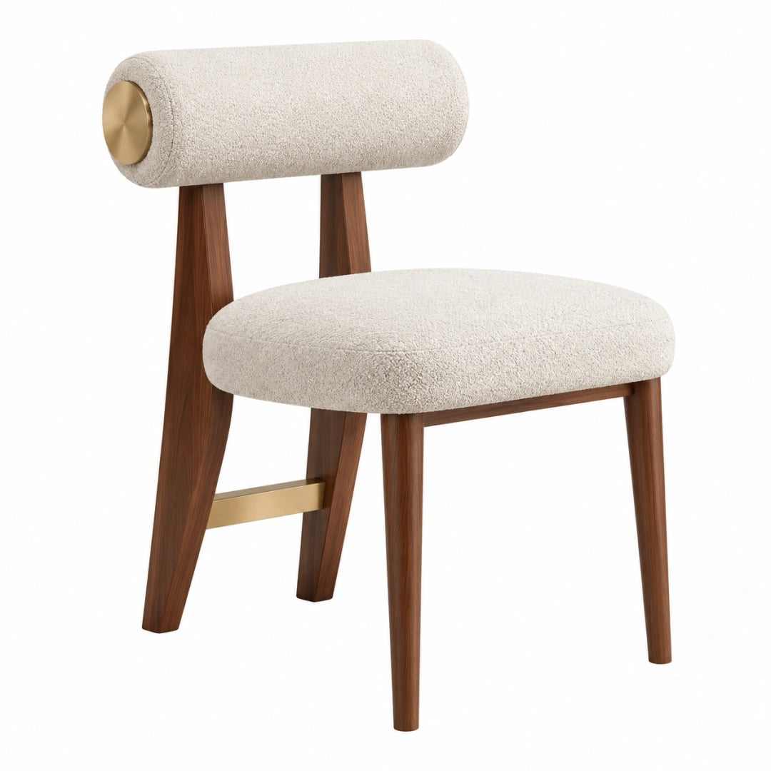Krzesło do jadalni 55 x 57 x 82 cm z tapicerką boucle kremowe drewniane w stylu nowoczesnym