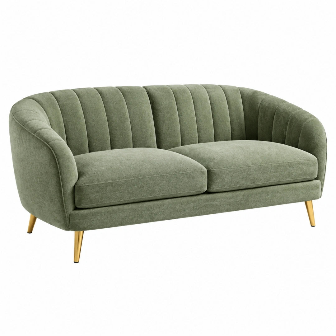 Sofa dwuosobowa 170 x 82 x 78 cm zielona tapicerowana aksamitem do salonu w stylu glamour