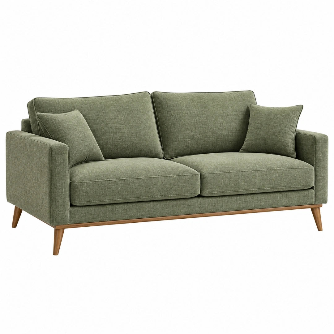 Sofa dwuosobowa 190 x 85 x 85 cm z tkaniny zielona w stylu skandynawskim