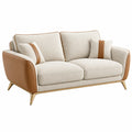 Sofa dwuosobowa 180 cm z tapicerką tekstylną beżowo-brązowa w stylu nowoczesnym