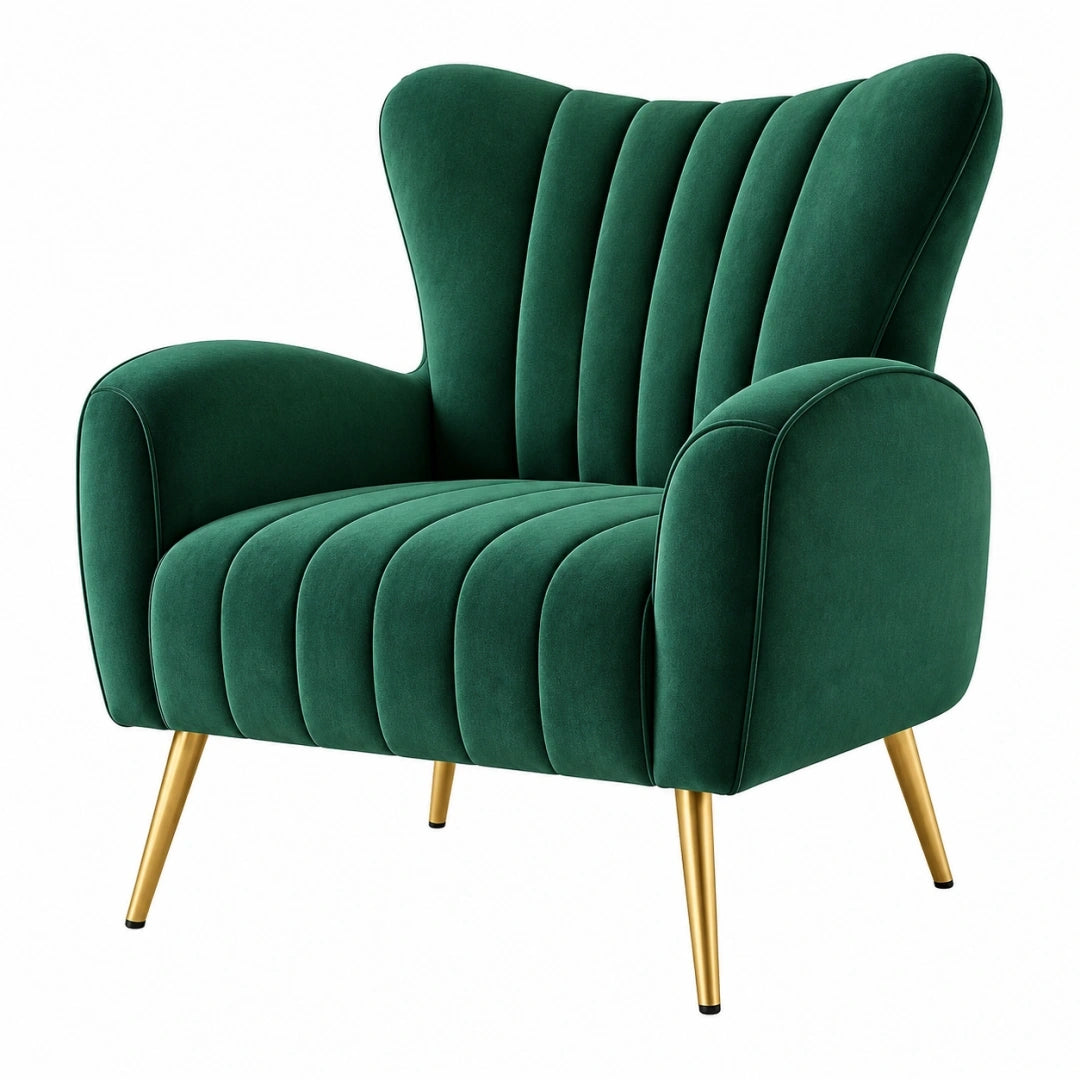 Fotel wypoczynkowy 75 x 80 x 105 cm zielony aksamitny w stylu glamour